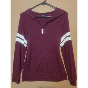 Ambiance Maroon and White Striped Hoodie
